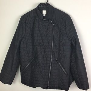 J. Jill black puffer jacket double zipper